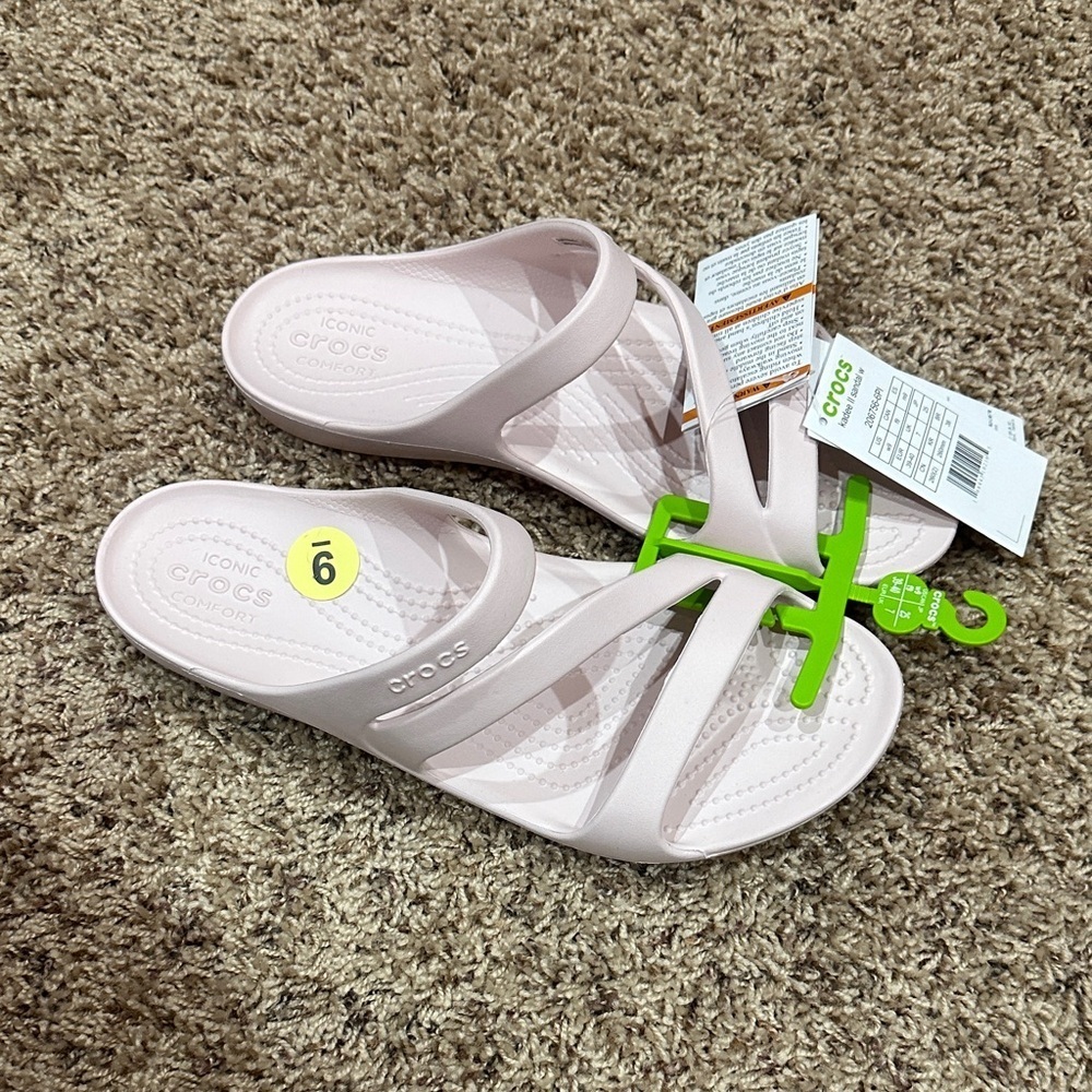 NEW CROCS Soft Pink Slide Sandals size 9